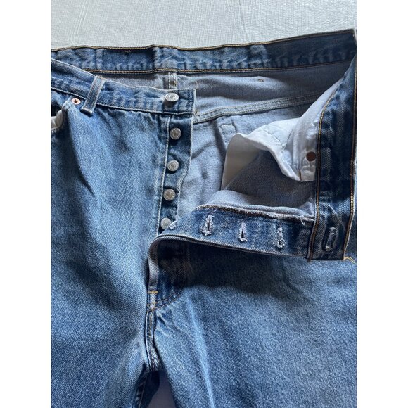 Levis 501XX Blue Denim Jeans L34 W42 Button Fly 100% Cotton Made In USA - Picture 3 of 11